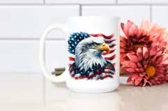 Watercolor Detailed Patriotic Eagle USA Flower Clipart Product Image 2