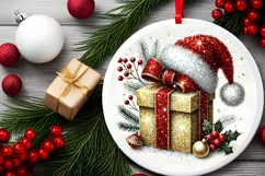 Round Christmas Ornament Sublimation|Clipart Product Image 1