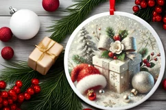 Round Christmas Ornament Sublimation|Clipart Product Image 1