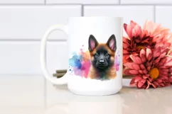Cute Vibrant Malinois Watercolor | Sublimation | Clipart Product Image 2