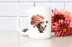 Detailed Watercolor Gnome Carrying Carnation Bouquet | Product Image 2