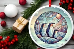 Round Christmas Ornament Sublimation|Clipart Product Image 1