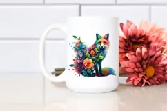 Abstract Vibrant Watercolor Fox, Transparent PNG Product Image 2