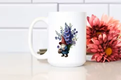 Detailed Digital Painting Gnome Carrying Delphinium Bouquet Product Image 2