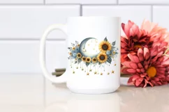 Half Moon with Stars and Sunflowers, PNG Product Image 2