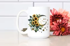 Half Moon with Stars and Sunflowers, PNG Product Image 2