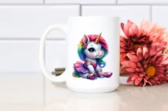 Colorful Baby Unicorn in Modern Dancer's Outfit, PNG Product Image 2