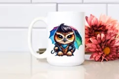 Sitting Baby Owl with Expressive Face PNG Product Image 2