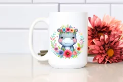 Colorful Cute Hippo Floral | Sublimation | Clipart Product Image 2