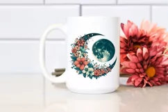 Vintage Half Moon with Flowers, PNG Product Image 2