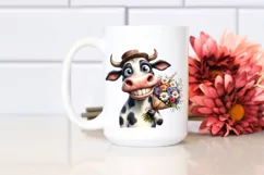 Funny Cow with Large Flower Bouquet | Sublimation | Clipart Product Image 2