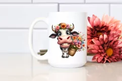 Funny Cow with Large Flower Bouquet | Sublimation | Clipart Product Image 2