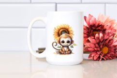 Funny Baby Monkey Sunflower Scene | Sublimation | Clipart Product Image 2