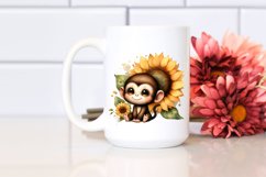 Funny Baby Monkey Sunflower Scene | Sublimation | Clipart Product Image 2