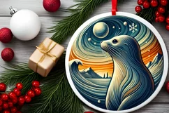 Round Christmas Ornament Sublimation|Clipart Product Image 1