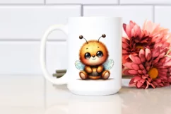 Vibrant Watercolor Brownish Baby Bee | Clipart Product Image 2