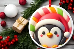 Round Christmas Ornament Sublimation|Clipart Product Image 1