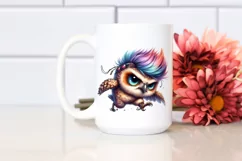 Aggressive Baby Owl Watercolor PNG Product Image 2