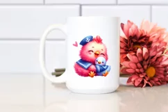 Cute Baby Chicken Cuddling Sailor | Sublimation | Clipart Product Image 2