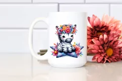 Vibrant Zebra with Flower Crown PNG Product Image 2