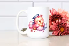 Cute Baby Chicken Cuddling Sailor | Sublimation | Clipart Product Image 2