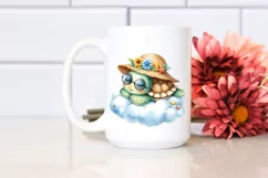 Baby Turtle Summer Cloud Watercolor Clipart Product Image 2