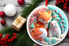 Round Christmas Ornament Sublimation|Clipart Product Image 1