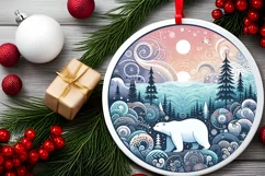 Round Christmas Ornament Sublimation|Clipart Product Image 2