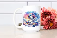 Colorful Baby Unicorn Playing with Magic Orb PNG Product Image 2