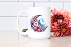 Vibrant Half Moon with Flowers Clipart Product Image 2