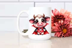 Funny Watercolor Cute Cow Vampire | Sublimation Clipart Product Image 2