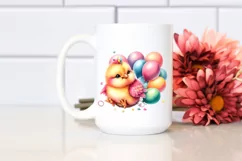 Cute Baby Chicken Sitting in Balloons | Clipart Product Image 2