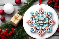 Snow Flake Christmas Round Cute Ornament Sublimation Product Image 1