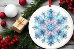 Snow Flake Christmas Round Cute Ornament Sublimation Product Image 1