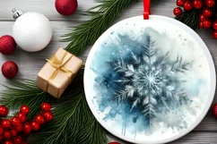 Snow Flake Christmas Round Cute Ornament Sublimation Product Image 1