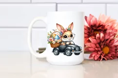 Easter Bunny Black Car Flower, Clipart |T-shirt, Mug PNG Product Image 3
