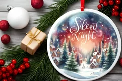 Silent Night Christmas Round Cute Ornament Sublimation Product Image 1