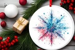 Snow Flake Christmas Round Cute Ornament Sublimation Product Image 2