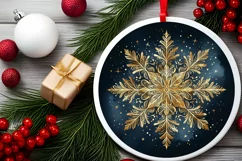 Snow Flake Christmas Round Cute Ornament Sublimation Product Image 2