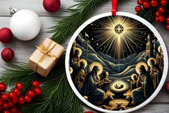 Nativity Scene Christmas Round Ornament Product Image 1