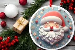 Santa Christmas Round Cute Ornament Sublimation Product Image 1