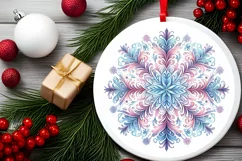 Snow Flake Christmas Round Cute Ornament Sublimation Product Image 1