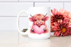 Cute Highland Cow Spring Love Flowers |T-shirt, Mug, Tumbler Product Image 3