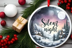 Winter Night Scenery Round Ornament Silent Night Product Image 1