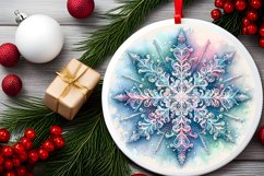 Snow Flake Christmas Round Cute Ornament Sublimation Product Image 1