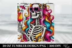 Funny Skeleton Girl Drinking 20 OZ Tumbler Design | PNG Product Image 2