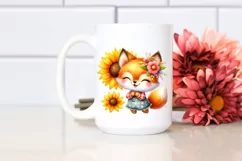 Colorful Smiling Baby Fox with Sun Flowers | Sublimation | Product Image 2