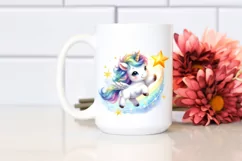 Cute Baby Unicorn Dancing on Starbeam | Clipart Product Image 2