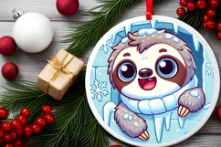Round Christmas Ornament Sublimation|Clipart Product Image 1