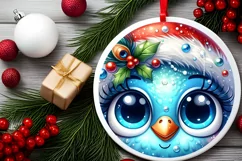 Shiny Christmas Peacock Ornament Sublimation PNG Product Image 2